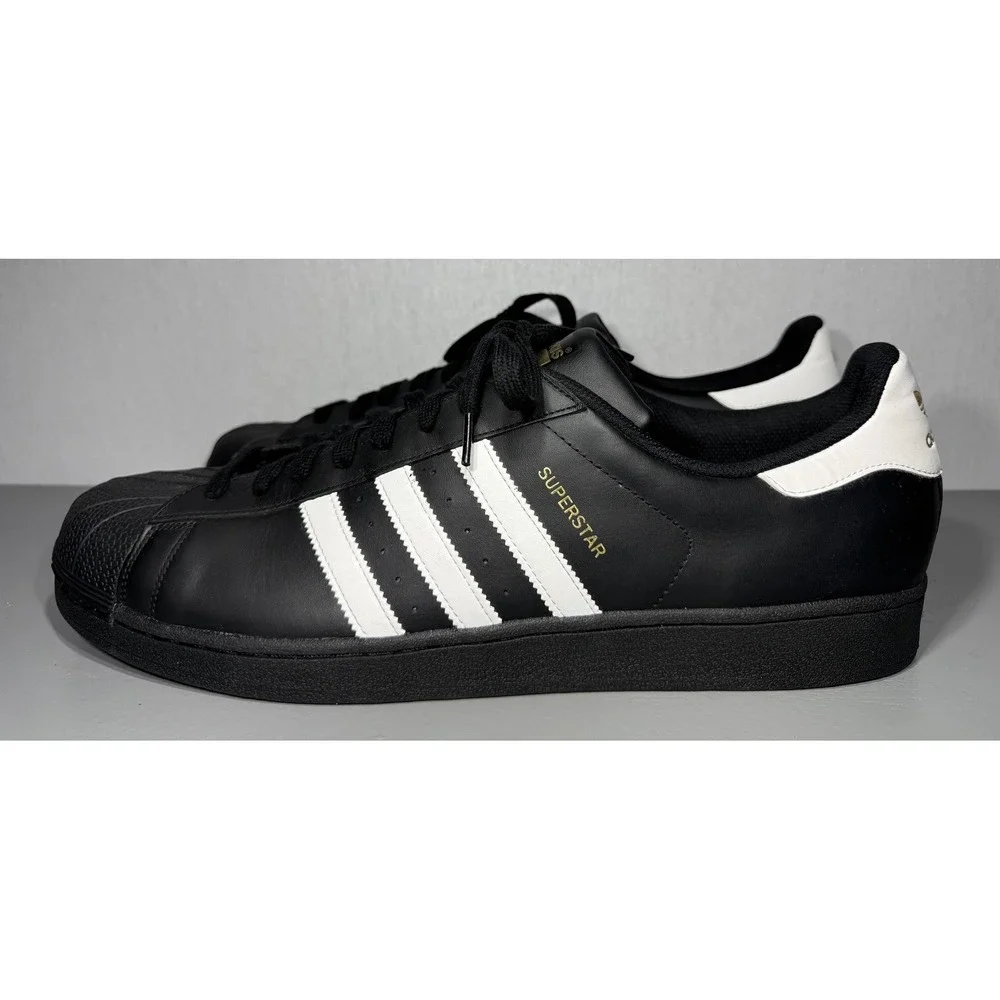 Adidas Superstar Shoes Mens Size 20 Black White Leather Shell Toe B27140 Classic - Picture 6 of 11